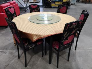 1500mm Diameter Round Restaunt Table w/ 6x Chairs