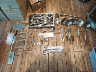 Large Quantity of Stainless Serving Ware