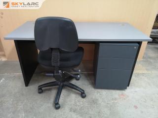 Office Workstation Desk w/ Chair & Mobile Drawer Unit