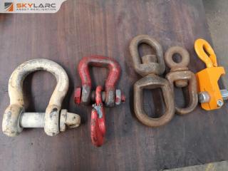 5x Assorted Lifting Hooks, Bow Shackle, & Eyes