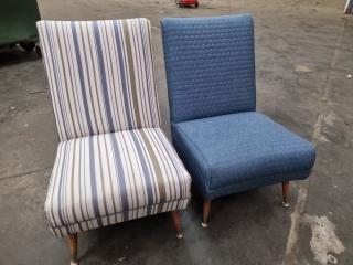 2x Vintage Reupholstered Padded Chairs