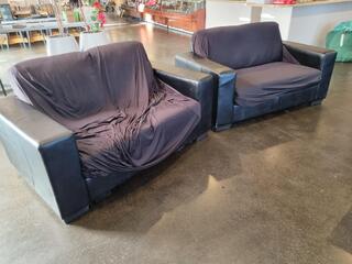 2x 2-Seater Faux Leather Sofa Couches