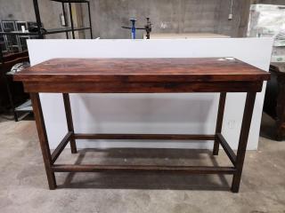 Rustic Styled Cafe Bar Wooden Leaner Table