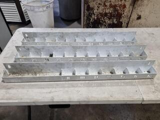 3x Wall Mounted Steel Parts Storage Bin Racks