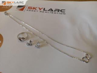Heart Shaped Earrings, Necklace & Ring Set