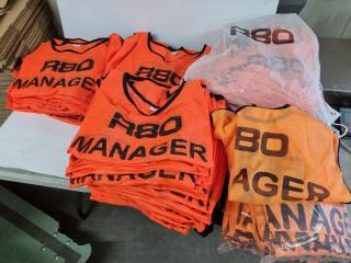 96x R80 Orange High Vis MANAGER Bibs, Assorted Sizes