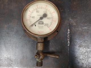 Antique Vintage Brass & Copper Pressure Gauge