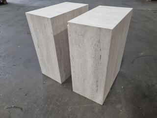 2x Stylish Faux Stone Dekton Panel Pedistal Stands