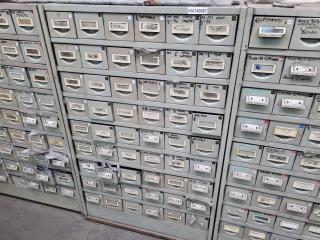 54-Drawer Steel Parts Bin Cabinet with Contents