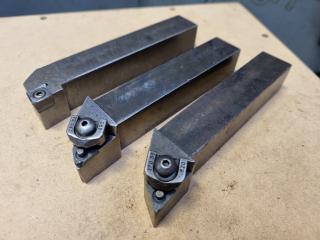 3x Assorted Indexable Lathe Turnimg Tools, 25x25mm Size