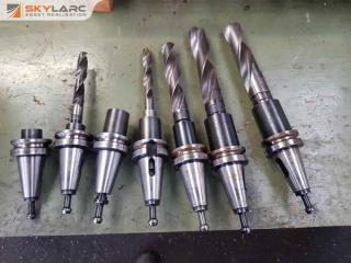 7 x BT40 Drill Holders and Large Diameter Drills