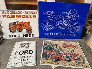 Cafe / Home Classic Motorcycle, Tractor, Highway 66 Signage