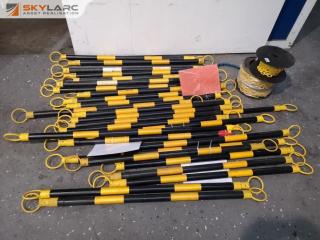 26x Expandable Safety Cone Bars & 3x Spools of Yellow Plastic Safety Chain