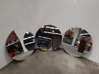 3 x Commercial Wall Mounted Cirular Mirrors