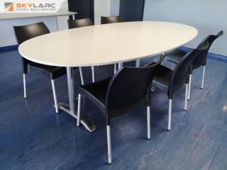 Stylish 2400mm Office or Cafeteria Table w/ 6x Stacking Chairs