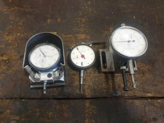 3 x Mechanical Dial Gauges