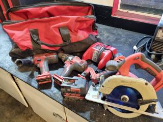 Milwaukee V28 Drills, Saw, Charger, Torch Kit w/ Battery & Bag