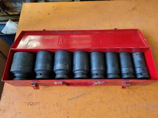 8-Piece 1" Drive Impact Sockets, Metric Sizes