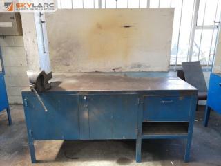 Heavy Duty Steel Workshop Workbench w/ Built in Storage