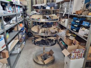 Circular Rotating Parts Storage Rack w/ Contents
