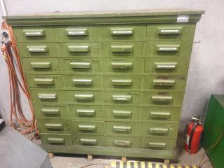 Vintage Industrial 32 Drawer Cabinet