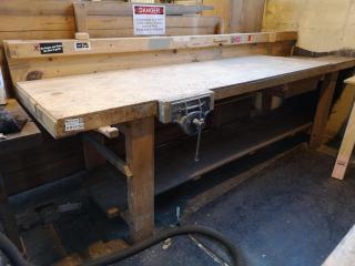 Heavy Duty Wooden Workbench w/ Vice