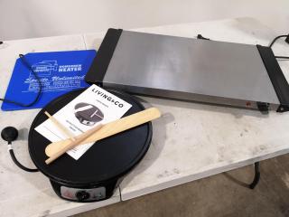 Assorted Small Appliances, Crepe Maker, Buffet Server, Heater