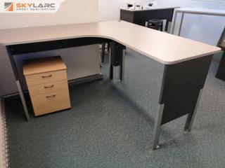 Elevated Standing Office L-Shape Corner Workstation Desk w/ Mobile Drawer