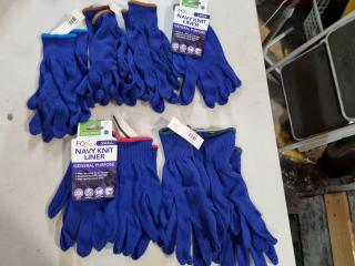 Lynn River Fox Navy Knit Glove Liners, 8x Pairs