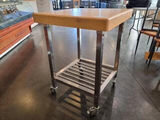 Mobile Cutting Board Table w/ Stainless Steel Frame