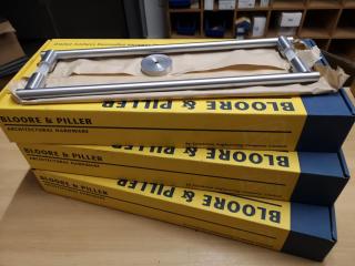 3x Modern Stylish Satin Chrome Door Pull Handles by Bloore & Piller