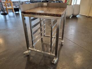 Mobile Stainless Commercial Baking Tray Rack w/ Granite Top