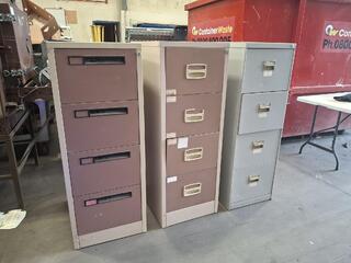 Three 4 Drawer Filing Cabinets