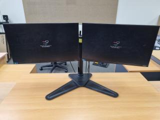2x Samsung 24" LED FHD Monitors w/ Dual Monitor Stand