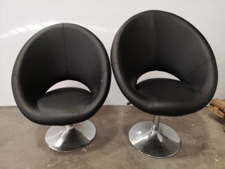 2x Stylish Adjustable Faux Black Leather Chairs