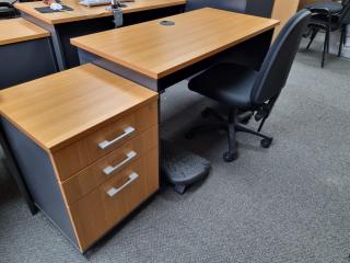 Office Desk w/ Mobile Drawers, Chair, & Foot Rest