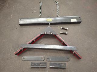 Steel lifting beam and bracket set