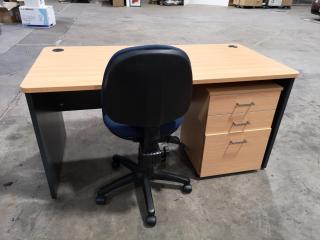 Office Desk Workstation w/ Mobile Drawer & Chair