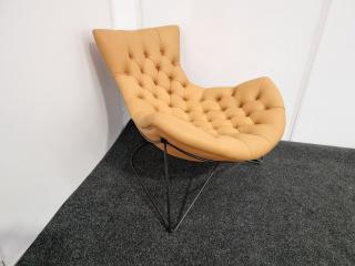 Sessel Style Curved Lounge Chair  - Leather