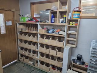 Custom Workshop Parts Storage Shelving Assembly w/ Bins