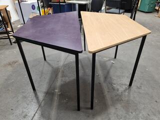2x Half Hexagon Office Tables