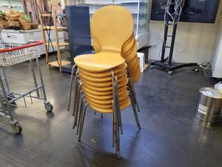10x Stackable Natural Plywood Chairs