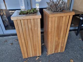 2x Wooden Planters w/ Plants
