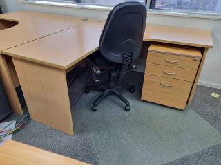 Office Corner Desk w/ Mobile Drawers, Chair