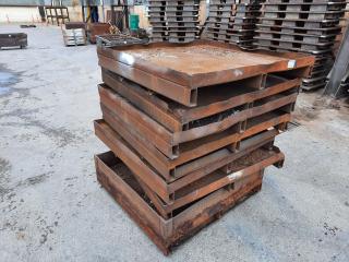 Stack of 7 Industrial Steel Pallets