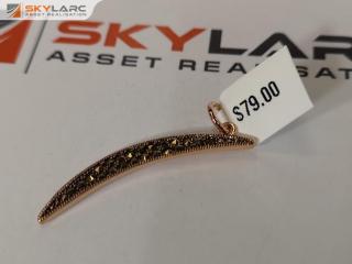 Moon Crescent Macasite Pendant | 18k Rose Gold Plated | KIRSTIN ASH