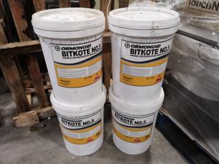 4x 20L Buckets of Ormonoid Bitkote No. 5 Waterproofing Emulsion Fibre