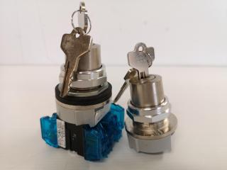 2x Alen Bradley Industrial Start Keys Assemblies