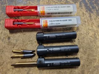 3x Sandvik Coromant CoroTurn XS Cylindrical Tool Holders w/ 5x Tools