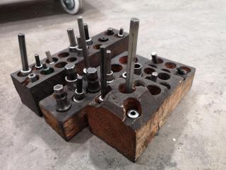 Assorted 1/2" Sockets w/ Hex Heads w/ 3x Wooden Bases